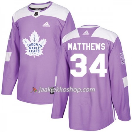 Miehille NHL Toronto Maple Leafs Pelipaita Auston Matthews 34 Adidas 2017-2018 Violetti Fights Cancer Practice Authentic